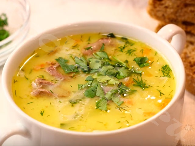 Сырный суп с курицей и рисом